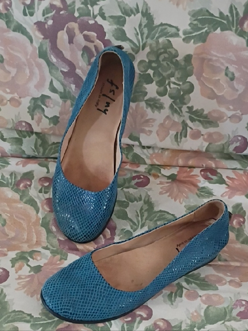 ❤️FRENCH SOLE FS/NY BLUE ZEPPA  SNAKE BALLET FLATS SHOES 9 1/2 B